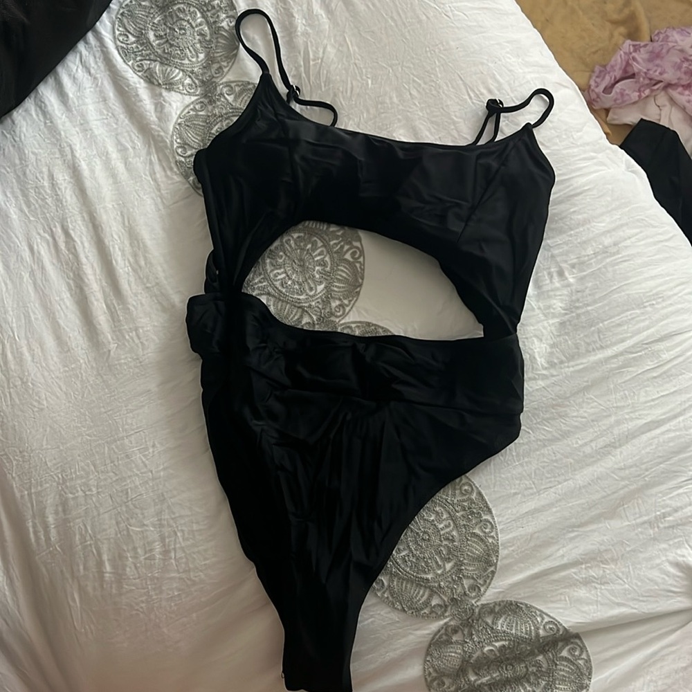 Black split swimsuit